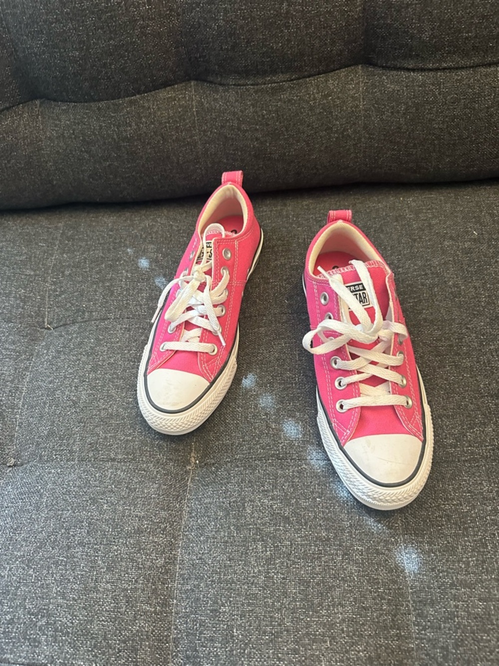 Converse Pink Low-Top Canvas Sneakers with White Laces